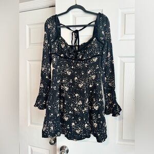 Free People Black Long Sleeve Mini Dress